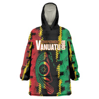 Vanuatu 46th Year Anniversary Wearable Blanket Hoodie Tamtam Slit Drums Long God Yumi Stanap LT9 One Size Black - Polynesian Pride