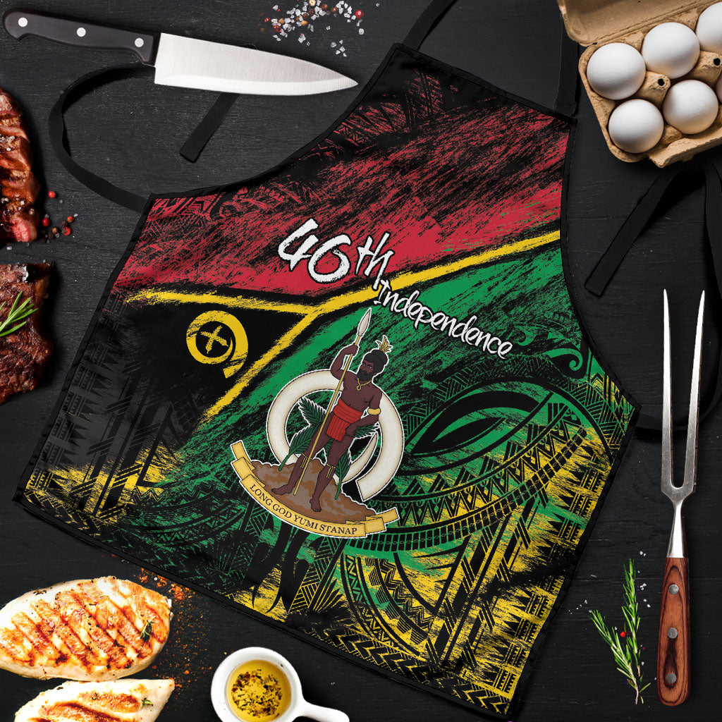 Vanuatu 46th Year Anniversary Apron Vintage Grunge Vanuatu Flag Heritage