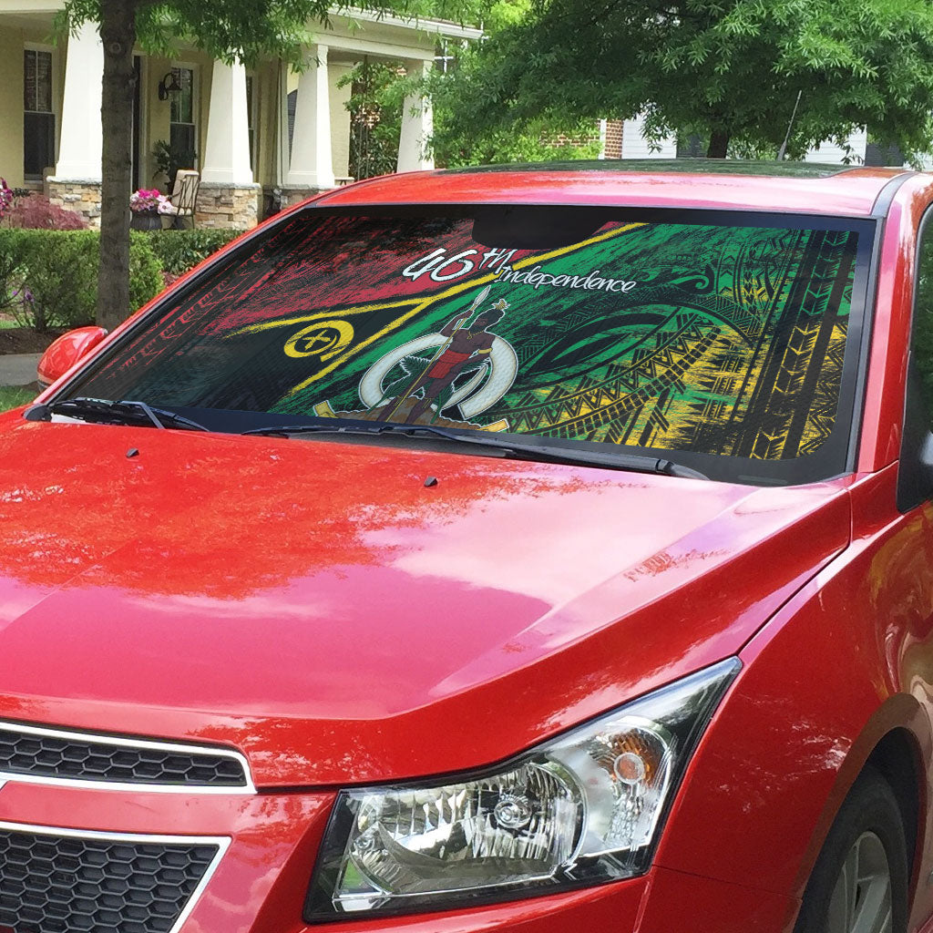 Vanuatu 46th Year Anniversary Auto Sun Shade Vintage Grunge Vanuatu Flag Heritage