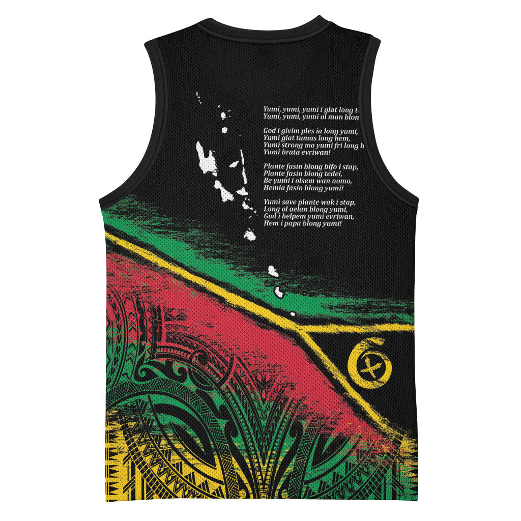 Vanuatu 46th Year Anniversary Basketball Jersey Vintage Grunge Vanuatu Flag Heritage