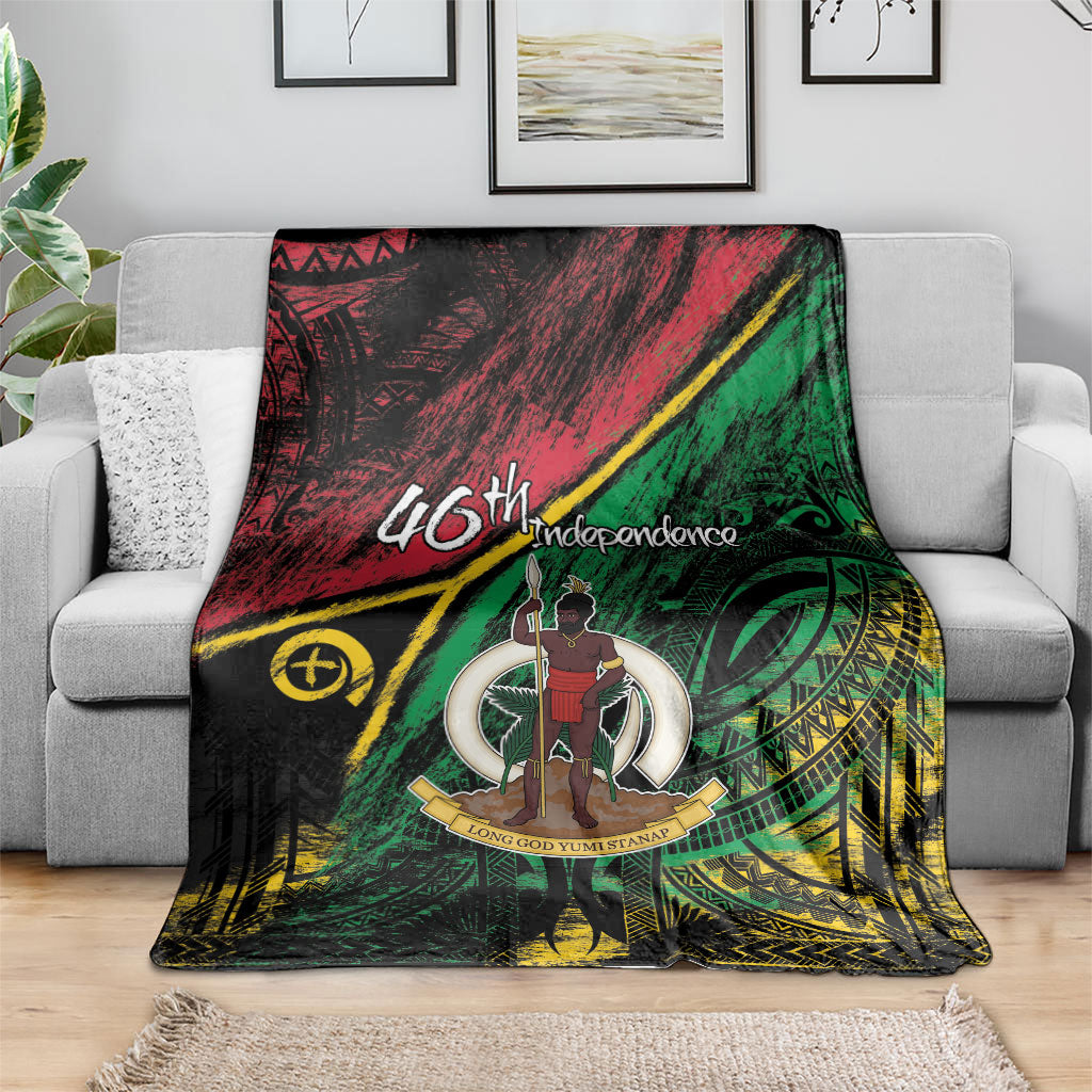 Vanuatu 46th Year Anniversary Blanket Vintage Grunge Vanuatu Flag Heritage
