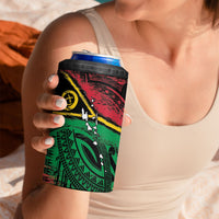 Vanuatu 46th Year Anniversary 4 in 1 Can Cooler Tumbler Vintage Grunge Vanuatu Flag Heritage LT9 - Polynesian Pride