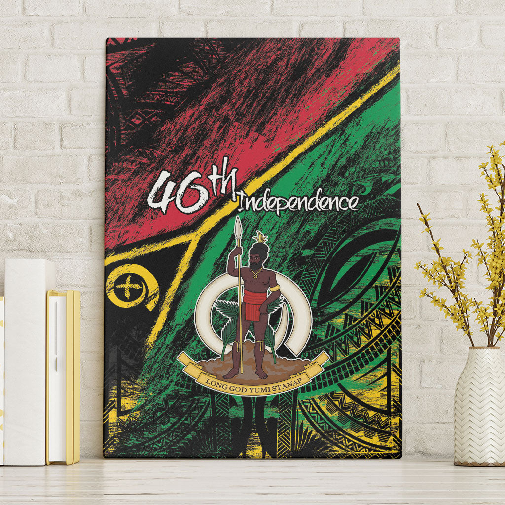 Vanuatu 46th Year Anniversary Canvas Wall Art Vintage Grunge Vanuatu Flag Heritage