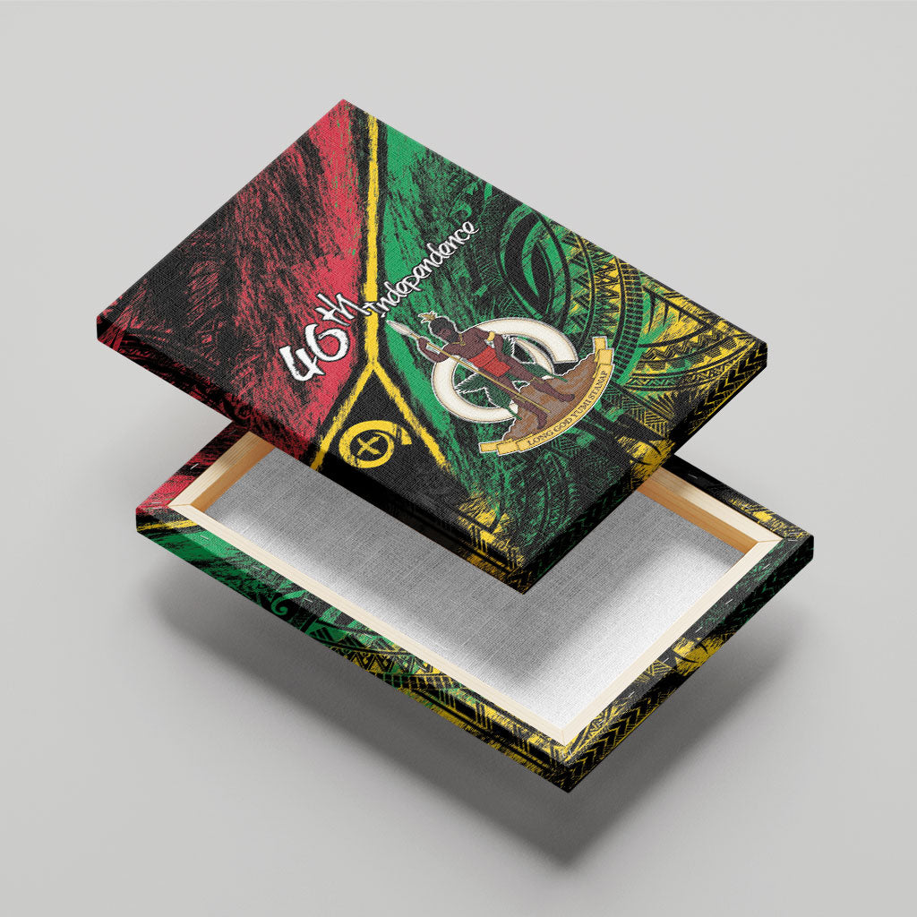 Vanuatu 46th Year Anniversary Canvas Wall Art Vintage Grunge Vanuatu Flag Heritage