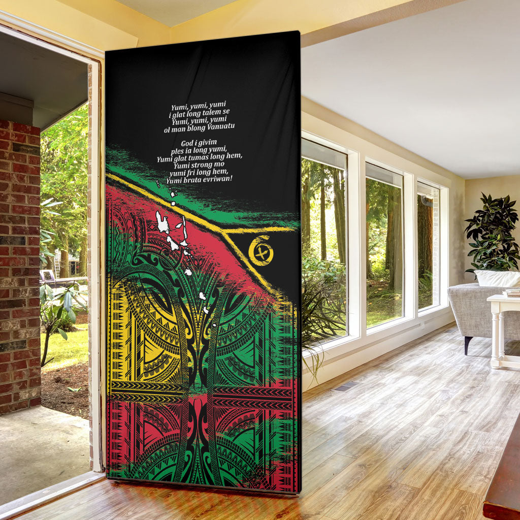 Vanuatu 46th Year Anniversary Door Cover Vintage Grunge Vanuatu Flag Heritage