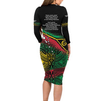 Vanuatu 46th Year Anniversary Family Matching Long Sleeve Bodycon Dress and Hawaiian Shirt Vintage Grunge Vanuatu Flag Heritage LT9 - Polynesian Pride