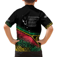 Vanuatu 46th Year Anniversary Family Matching Off Shoulder Maxi Dress and Hawaiian Shirt Vintage Grunge Vanuatu Flag Heritage LT9 - Polynesian Pride