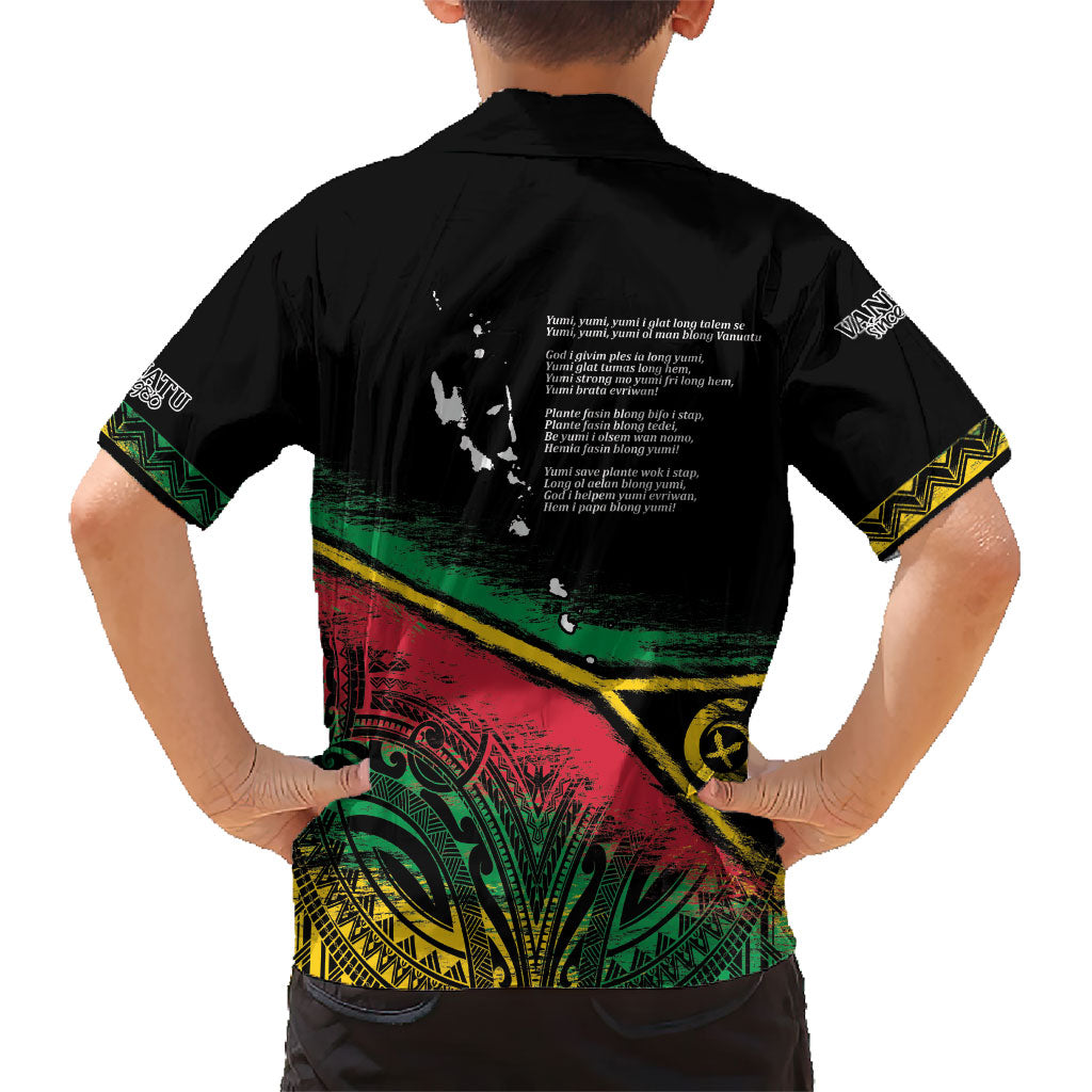 Vanuatu 46th Year Anniversary Family Matching Puletasi and Hawaiian Shirt Vintage Grunge Vanuatu Flag Heritage LT9 - Polynesian Pride