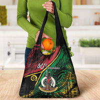 Vanuatu 46th Year Anniversary Grocery Bag Vintage Grunge Vanuatu Flag Heritage