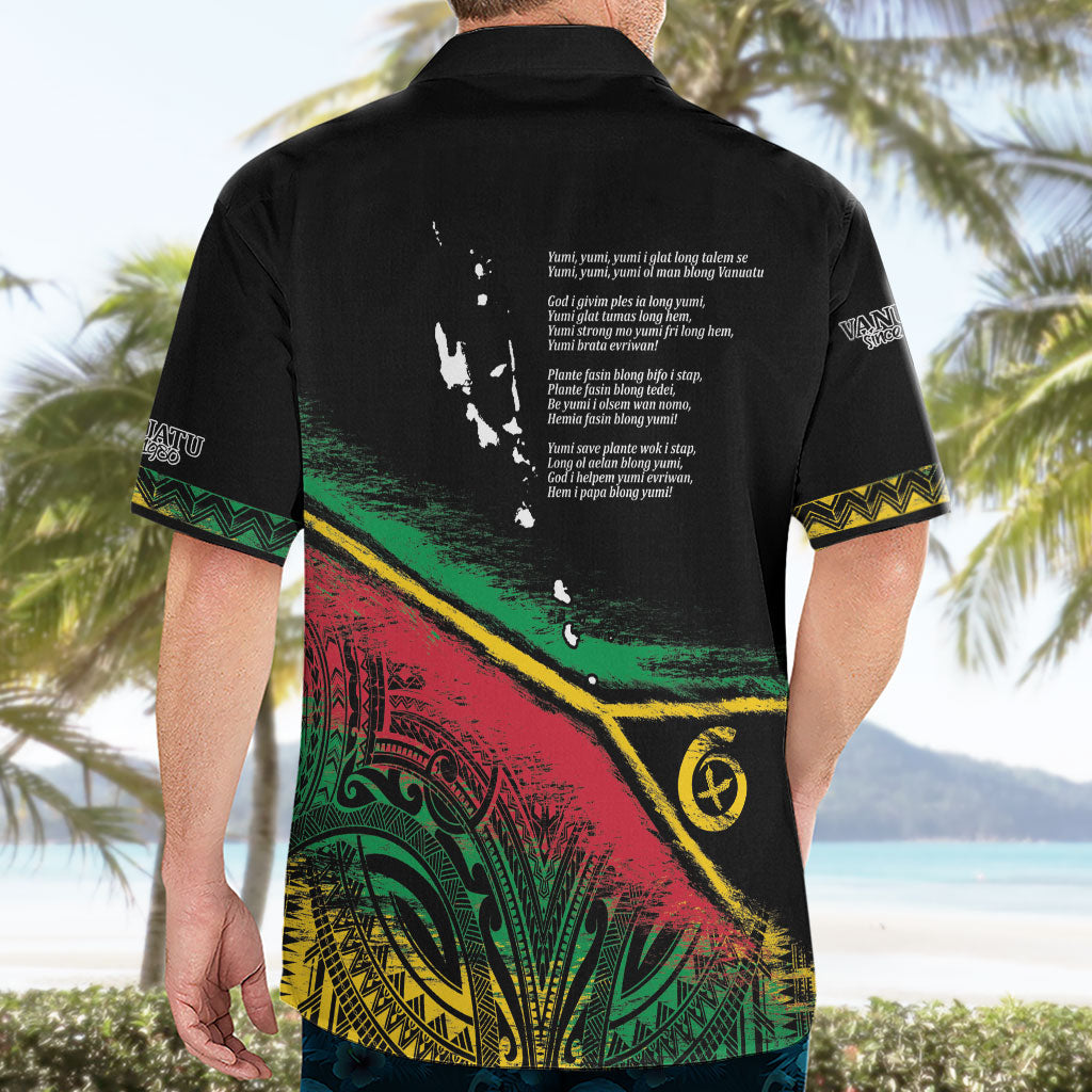 Vanuatu 46th Year Anniversary Hawaiian Shirt Vintage Grunge Vanuatu Flag Heritage