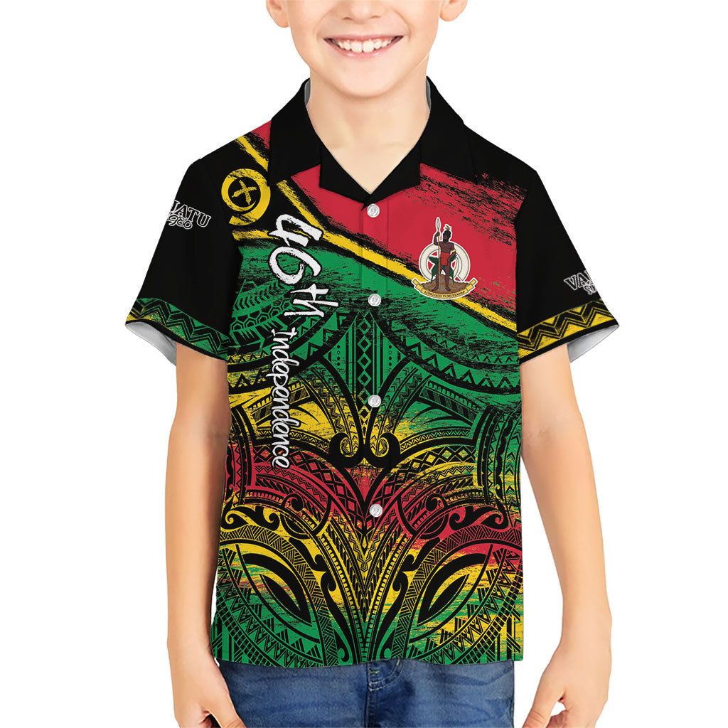 Vanuatu 46th Year Anniversary Hawaiian Shirt Vintage Grunge Vanuatu Flag Heritage