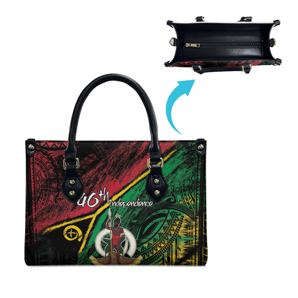 Vanuatu 46th Year Anniversary Leather Bag Vintage Grunge Vanuatu Flag Heritage