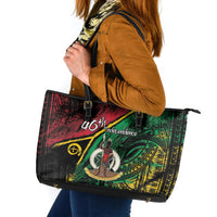 Vanuatu 46th Year Anniversary Leather Tote Bag Vintage Grunge Vanuatu Flag Heritage