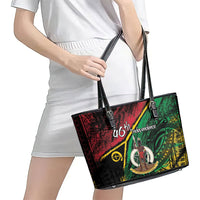 Vanuatu 46th Year Anniversary Leather Tote Bag Vintage Grunge Vanuatu Flag Heritage