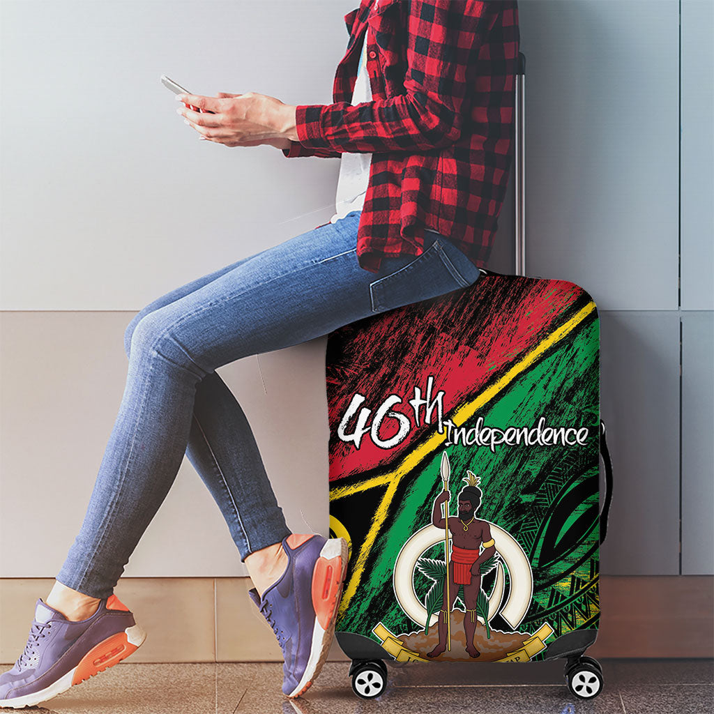 Vanuatu 46th Year Anniversary Luggage Cover Vintage Grunge Vanuatu Flag Heritage