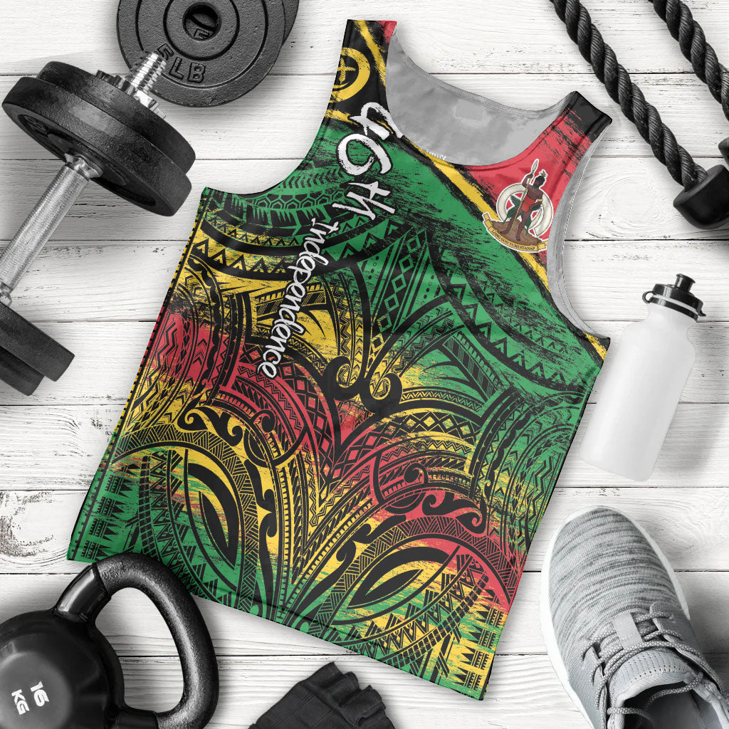 Vanuatu 46th Year Anniversary Men Tank Top Vintage Grunge Vanuatu Flag Heritage LT9 - Polynesian Pride