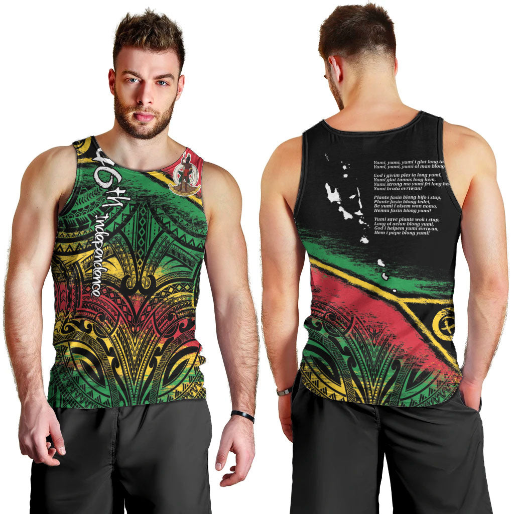Vanuatu 46th Year Anniversary Men Tank Top Vintage Grunge Vanuatu Flag Heritage LT9 - Polynesian Pride