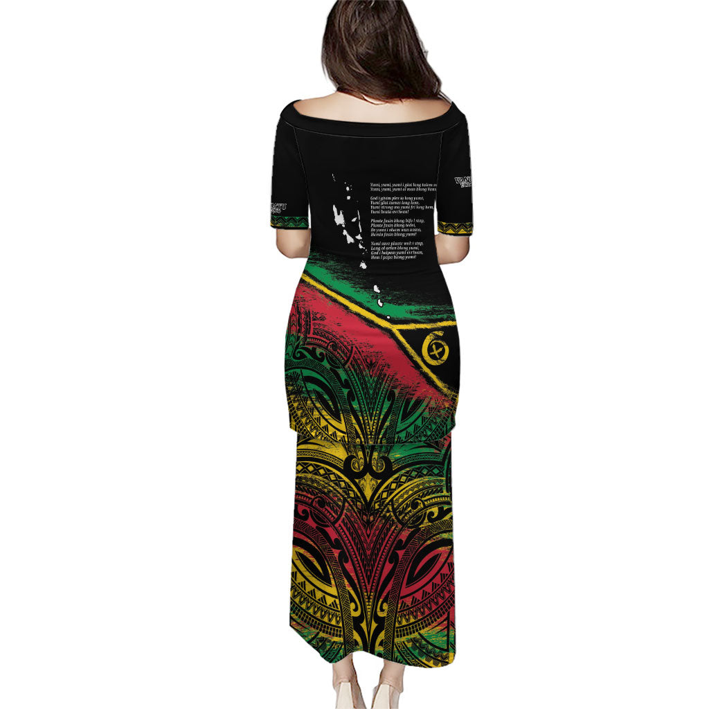 Vanuatu 46th Year Anniversary Puletasi Vintage Grunge Vanuatu Flag Heritage LT9 - Polynesian Pride