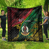 Vanuatu 46th Year Anniversary Quilt Vintage Grunge Vanuatu Flag Heritage