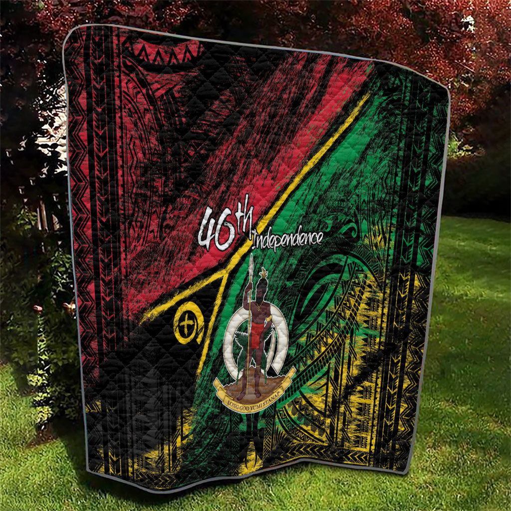 Vanuatu 46th Year Anniversary Quilt Vintage Grunge Vanuatu Flag Heritage