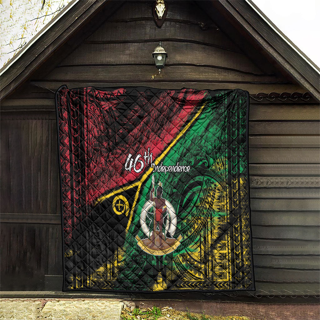 Vanuatu 46th Year Anniversary Quilt Vintage Grunge Vanuatu Flag Heritage