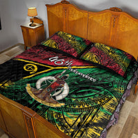 Vanuatu 46th Year Anniversary Quilt Bed Set Vintage Grunge Vanuatu Flag Heritage