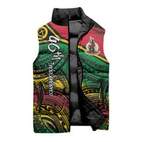 Vanuatu 46th Year Anniversary Sleeveless Puffer Jacket Vintage Grunge Vanuatu Flag Heritage