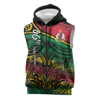 Vanuatu 46th Year Anniversary Sleeveless Zip Hoodie Vintage Grunge Vanuatu Flag Heritage LT9 Black - Polynesian Pride