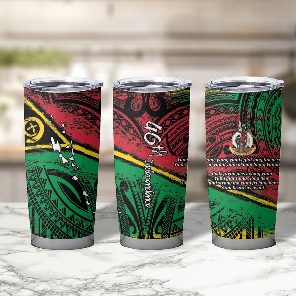 Vanuatu 46th Year Anniversary Tumbler Cup Vintage Grunge Vanuatu Flag Heritage