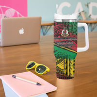 Vanuatu 46th Year Anniversary Tumbler With Handle Vintage Grunge Vanuatu Flag Heritage