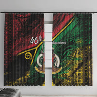 Vanuatu 46th Year Anniversary Window Curtain Vintage Grunge Vanuatu Flag Heritage LT9 With Hooks Black - Polynesian Pride