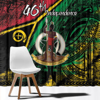Vanuatu 46th Year Anniversary Window Curtain Vintage Grunge Vanuatu Flag Heritage LT9 - Polynesian Pride