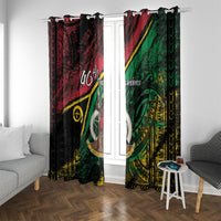 Vanuatu 46th Year Anniversary Window Curtain Vintage Grunge Vanuatu Flag Heritage LT9 With Grommets Black - Polynesian Pride