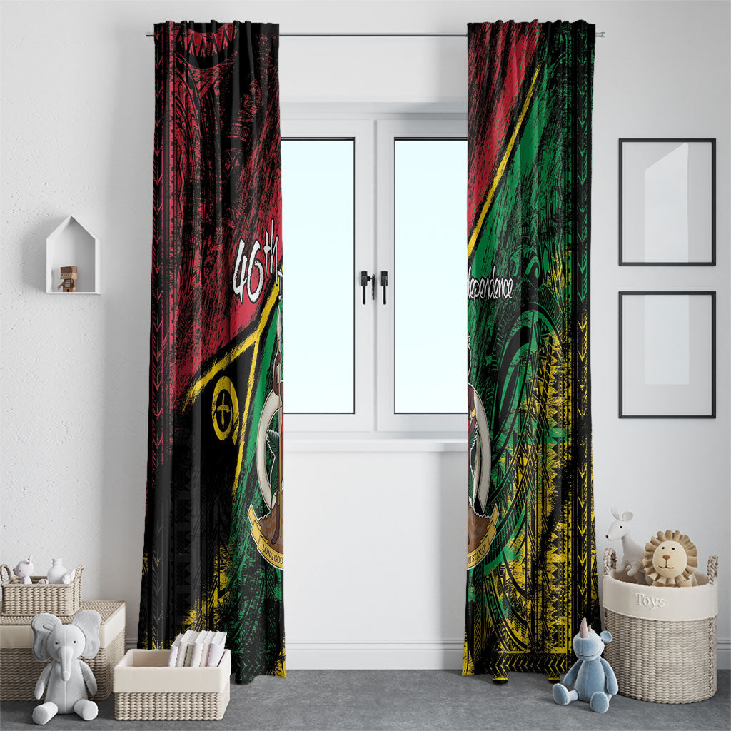 Vanuatu 46th Year Anniversary Window Curtain Vintage Grunge Vanuatu Flag Heritage LT9 - Polynesian Pride
