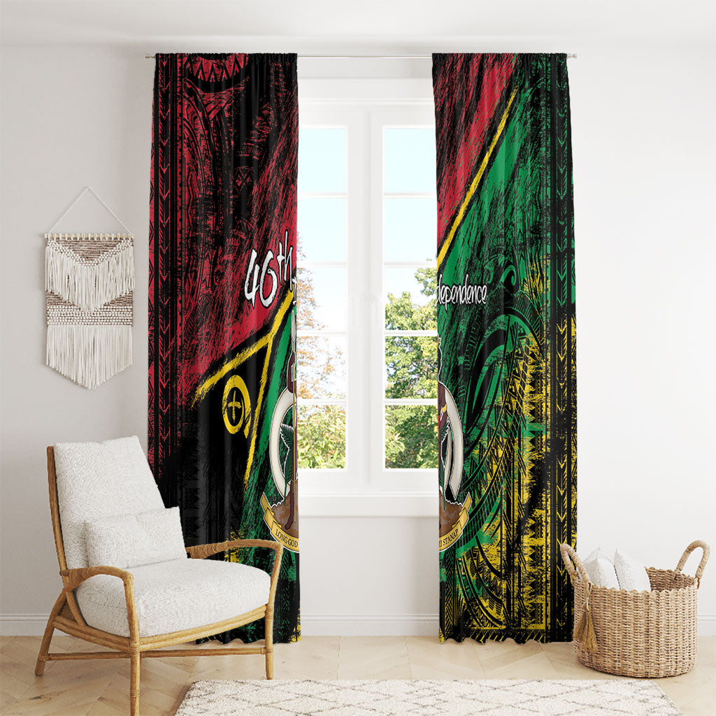 Vanuatu 46th Year Anniversary Window Curtain Vintage Grunge Vanuatu Flag Heritage LT9 - Polynesian Pride