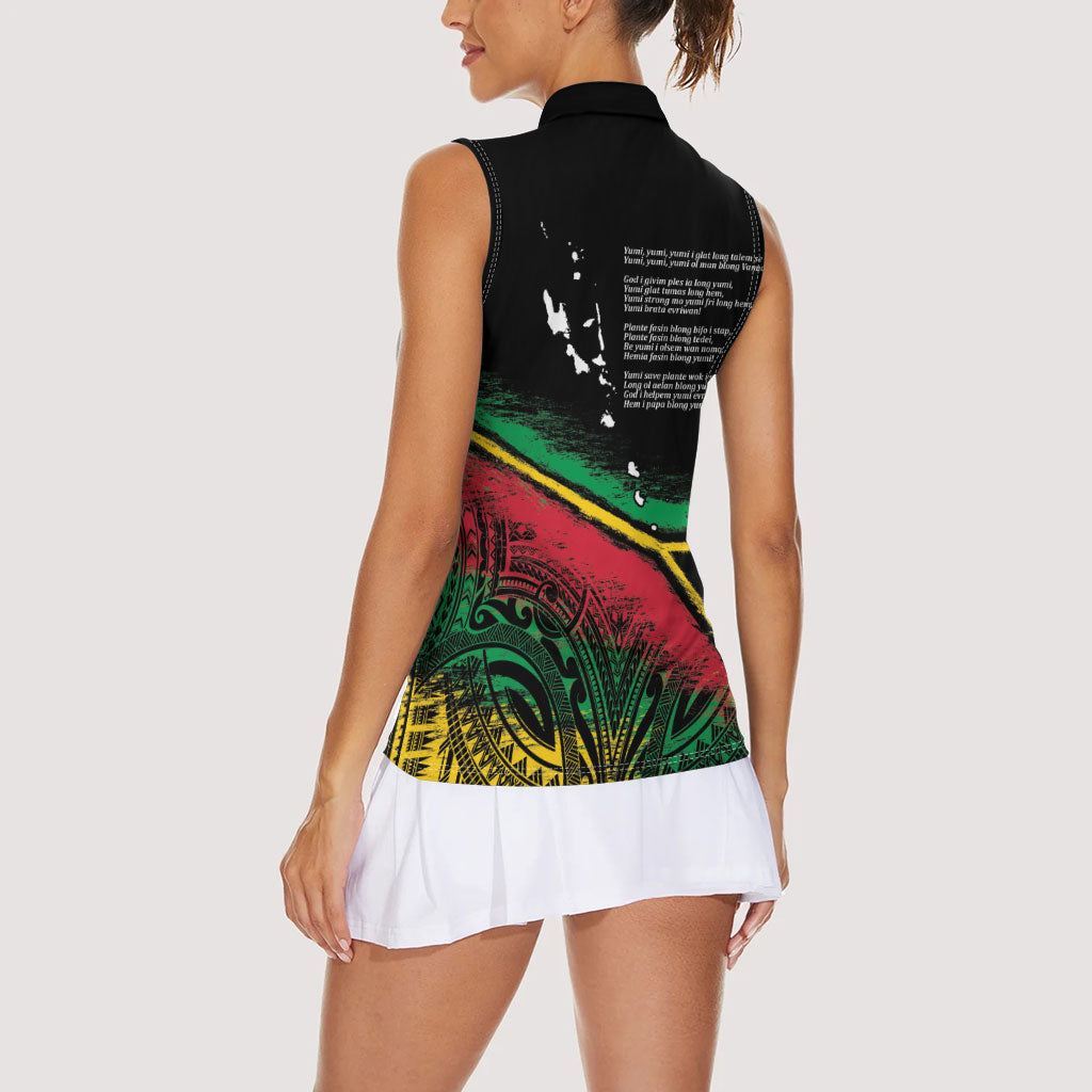 Vanuatu 46th Year Anniversary Women Sleeveless Polo Shirt Vintage Grunge Vanuatu Flag Heritage LT9 - Polynesian Pride