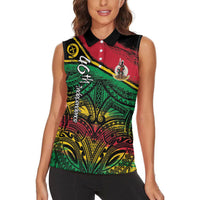 Vanuatu 46th Year Anniversary Women Sleeveless Polo Shirt Vintage Grunge Vanuatu Flag Heritage LT9 - Polynesian Pride