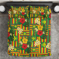 Hawaii Kanaka Maoli Hibiscus Bedding Set Hawaiian Flag Motif LT9 Green - Polynesian Pride