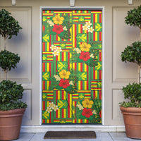 Hawaii Kanaka Maoli Hibiscus Door Cover Hawaiian Flag Motif LT9 Green - Polynesian Pride