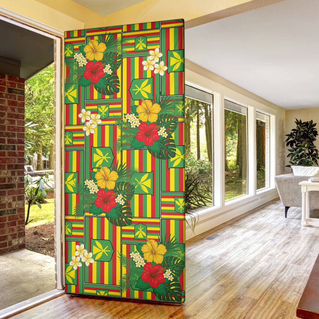 Hawaii Kanaka Maoli Hibiscus Door Cover Hawaiian Flag Motif LT9 - Polynesian Pride