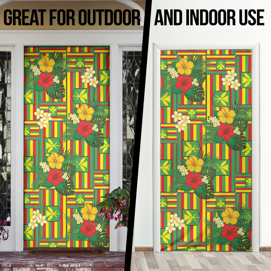 Hawaii Kanaka Maoli Hibiscus Door Cover Hawaiian Flag Motif LT9 - Polynesian Pride