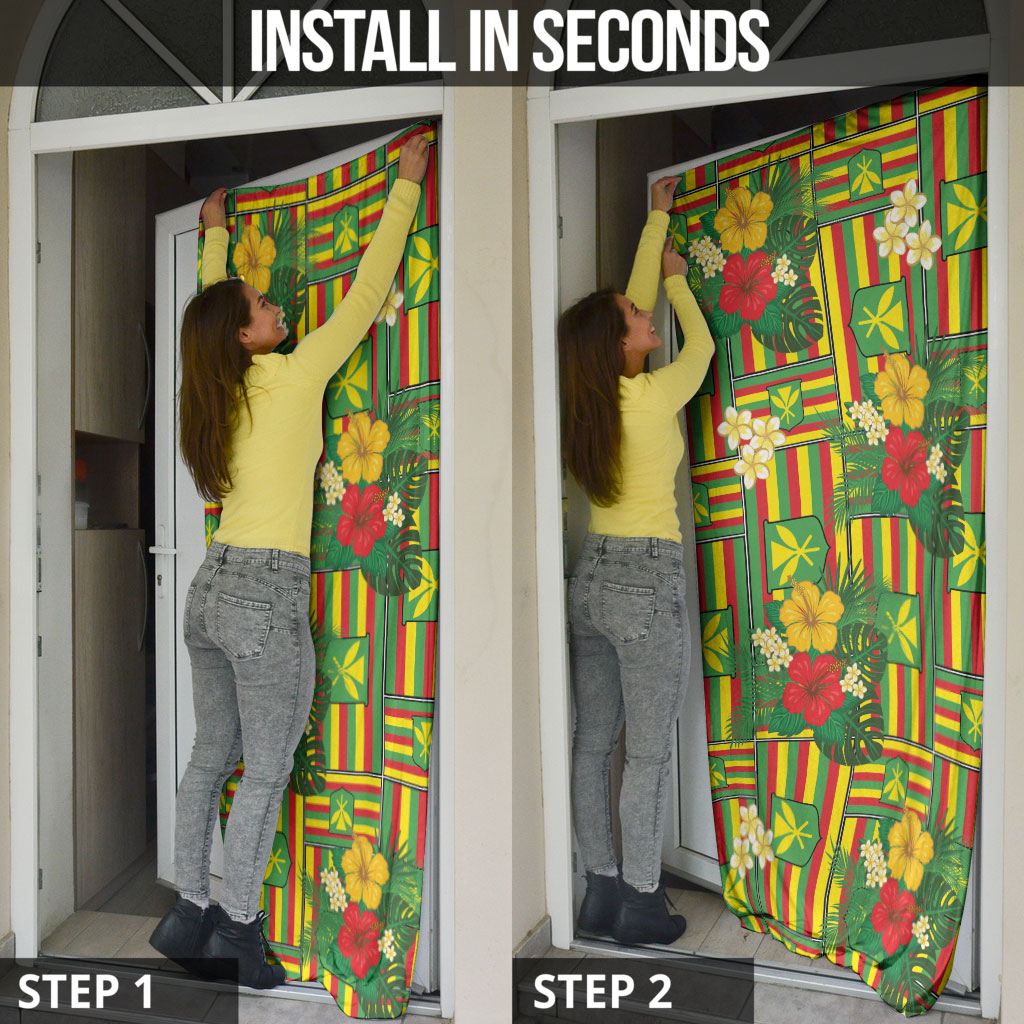 Hawaii Kanaka Maoli Hibiscus Door Cover Hawaiian Flag Motif LT9 - Polynesian Pride