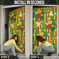 Hawaii Kanaka Maoli Hibiscus Door Cover Hawaiian Flag Motif LT9 - Polynesian Pride