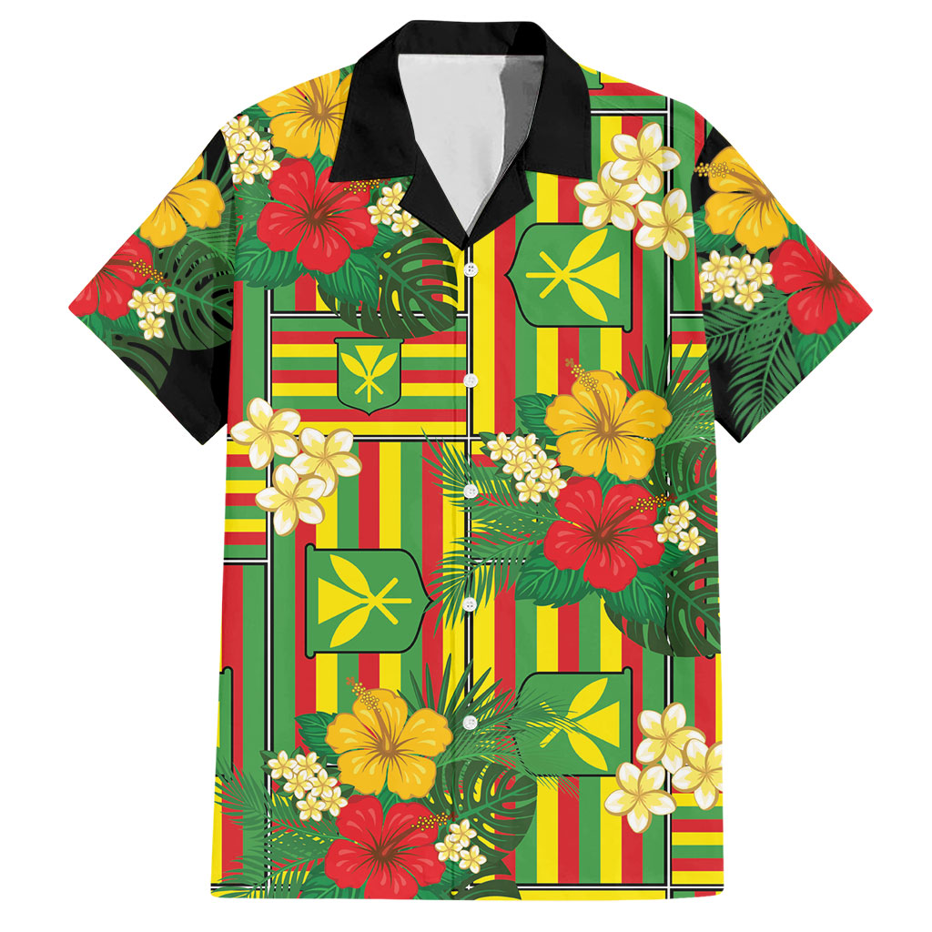 Hawaii Kanaka Maoli Hibiscus Hawaiian Shirt Hawaiian Flag Motif LT9 Green - Polynesian Pride
