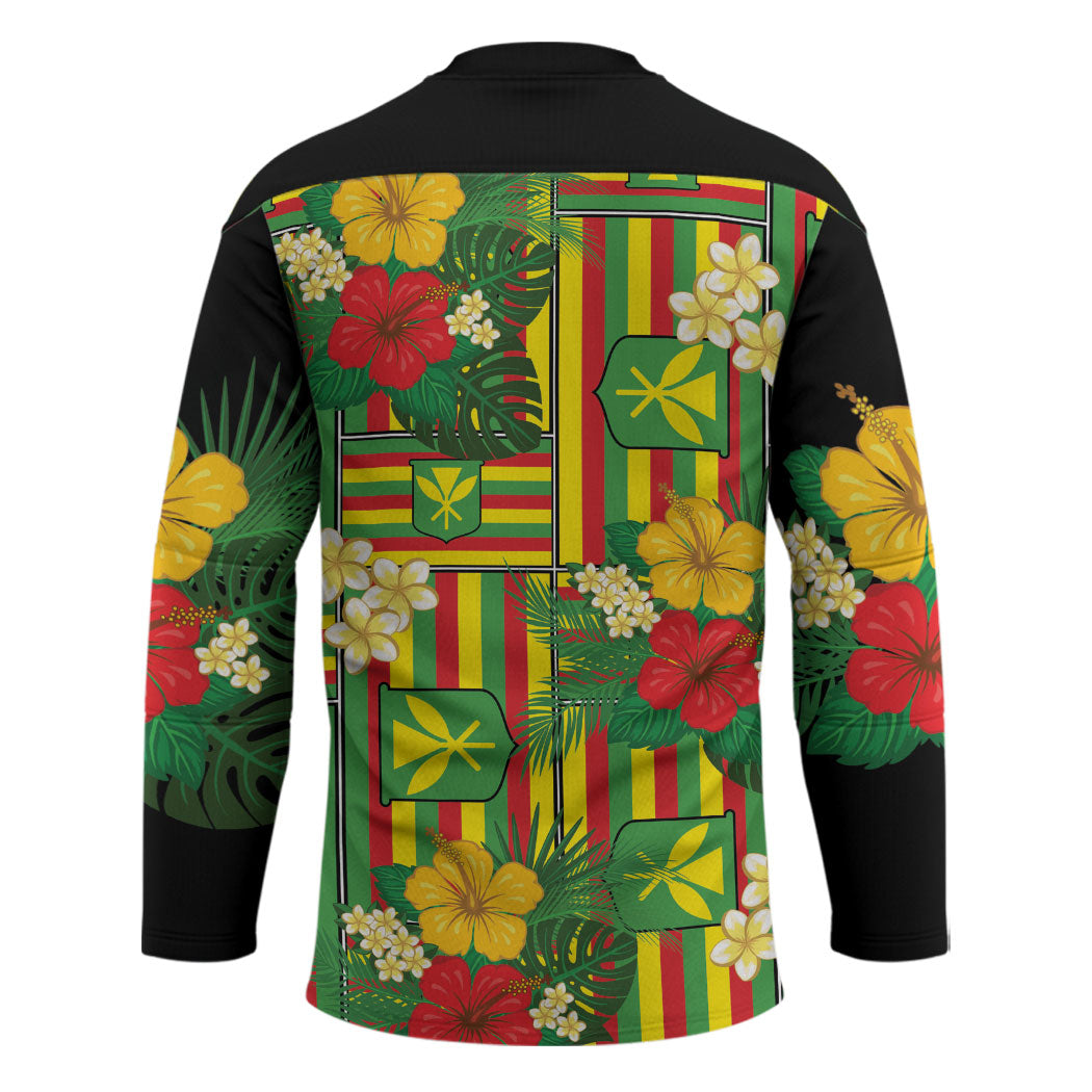 Hawaii Kanaka Maoli Hibiscus Hockey Jersey Hawaiian Flag Motif LT9 - Polynesian Pride