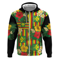 Hawaii Kanaka Maoli Hibiscus Hoodie Hawaiian Flag Motif LT9 Zip Hoodie Green - Polynesian Pride