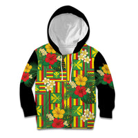 Hawaii Kanaka Maoli Hibiscus Kid Hoodie Hawaiian Flag Motif LT9 Hoodie Green - Polynesian Pride