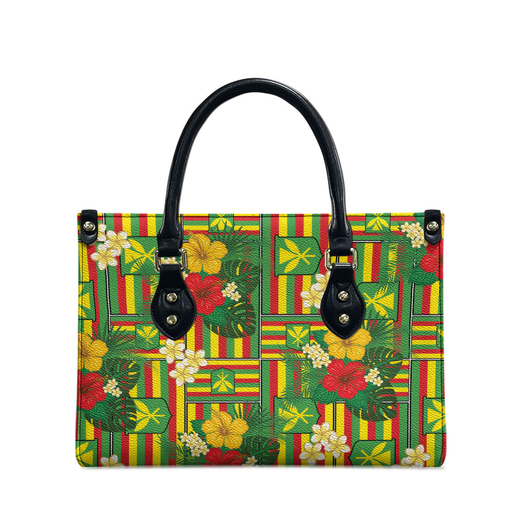 Hawaii Kanaka Maoli Hibiscus Leather Bag Hawaiian Flag Motif LT9 - Polynesian Pride