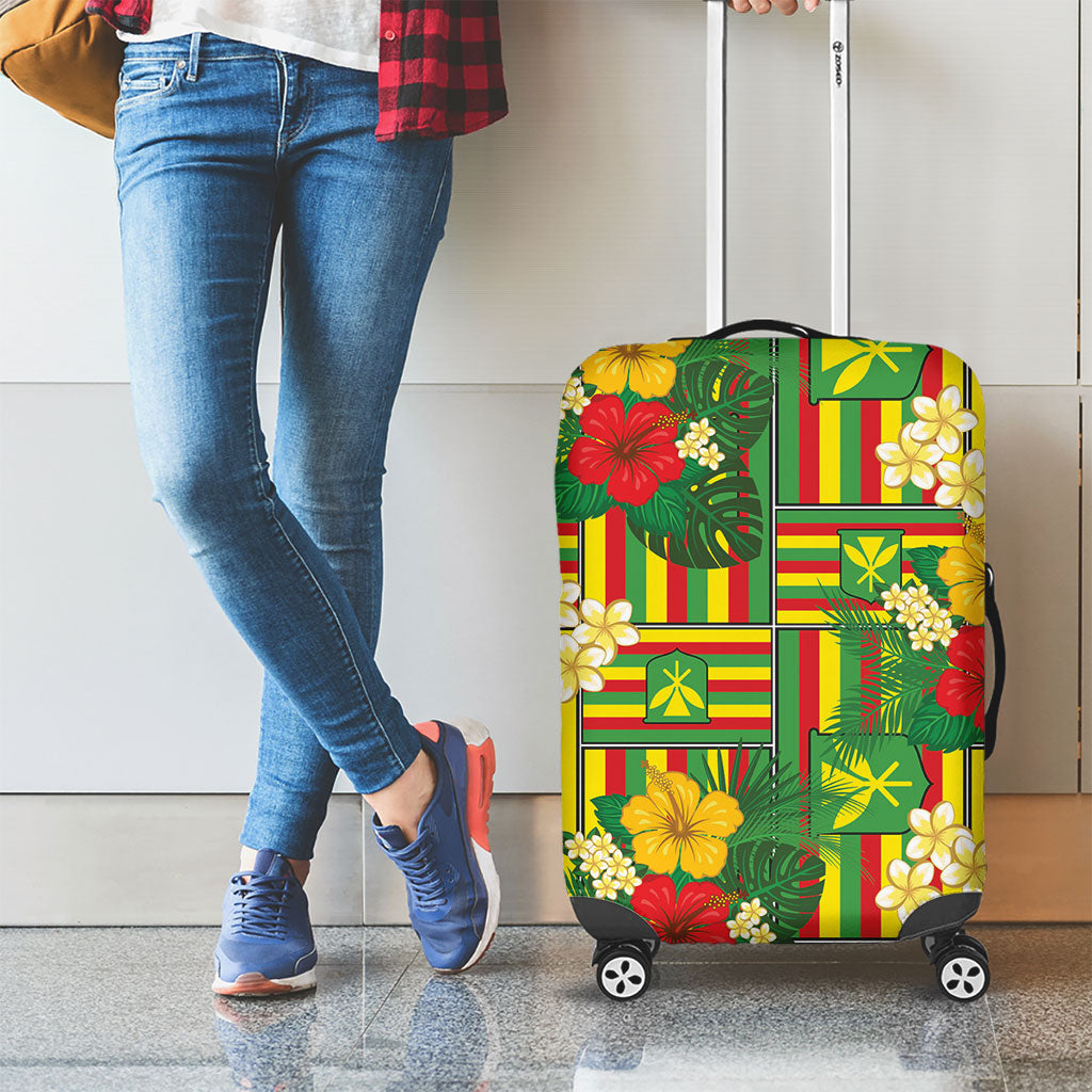 Hawaii Kanaka Maoli Hibiscus Luggage Cover Hawaiian Flag Motif LT9 - Polynesian Pride