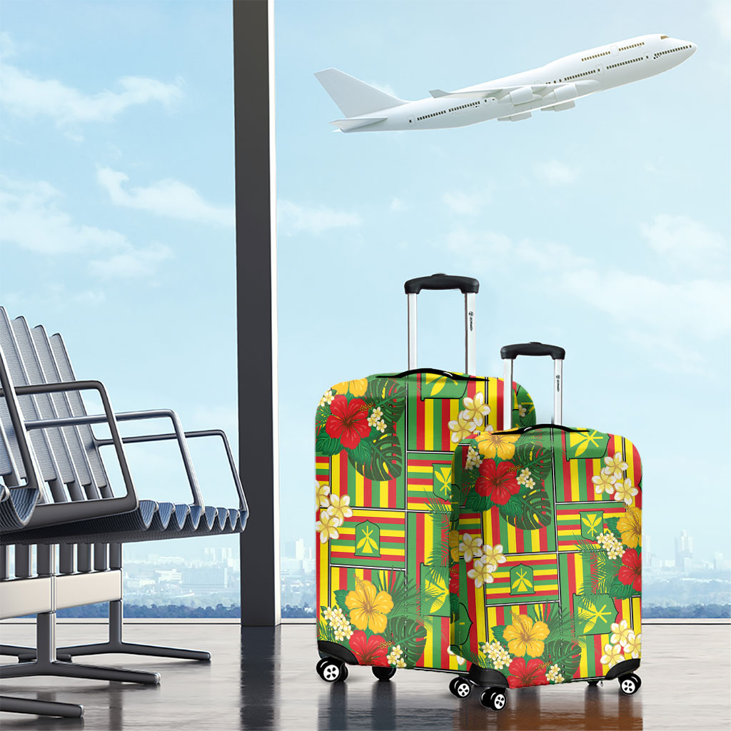 Hawaii Kanaka Maoli Hibiscus Luggage Cover Hawaiian Flag Motif LT9 - Polynesian Pride